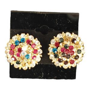 LADIE'S EJ SAMUEL MULTI COLOR JEWEL RHINESTONE PIERCED EARRINGS. CE4